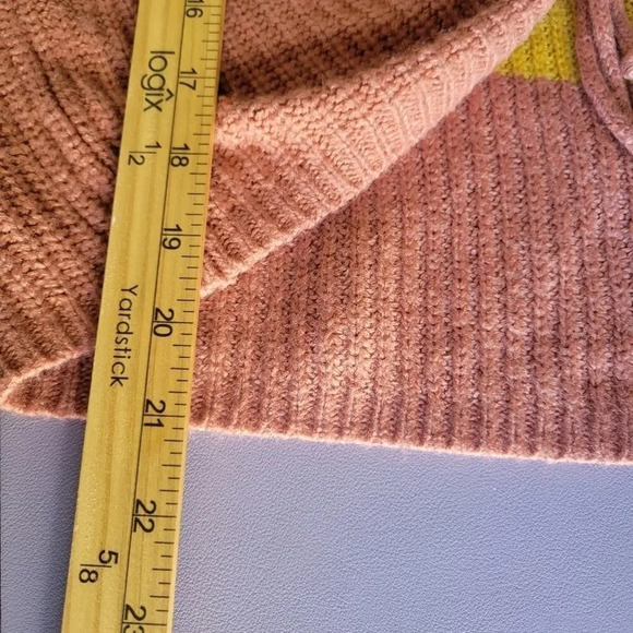 Full Circle Trends Sage Mustard Rust Stripe Knit Sweater L‎ Adjustable Tie Fall - Picture 8 of 8